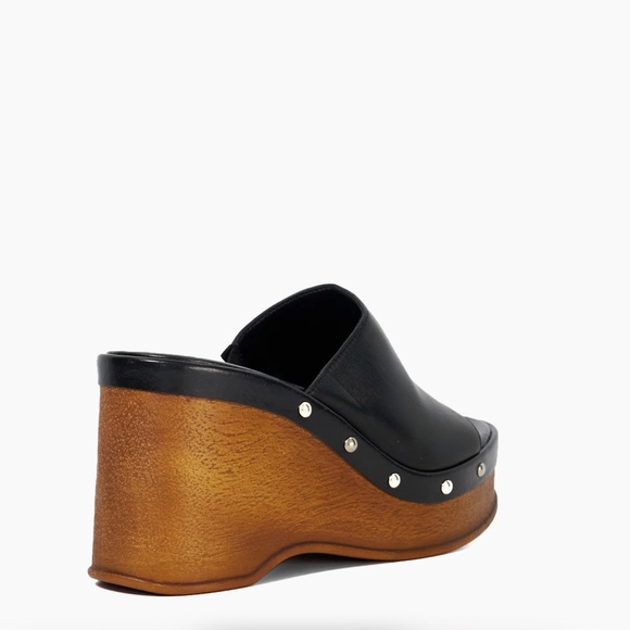 DUNE London KULE BLACK Leather Wedge Mule Platform $140 Like New Sz 37 - Picture 6 of 6